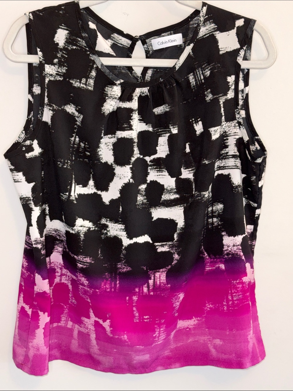 Calvin Klein Black, White & Magenta Ombre Printed Sleeveless Camisole